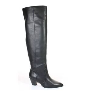 Vince Camuto The Knee High Boots Leather Size 6.5 Wide Calf Block Heel NEW